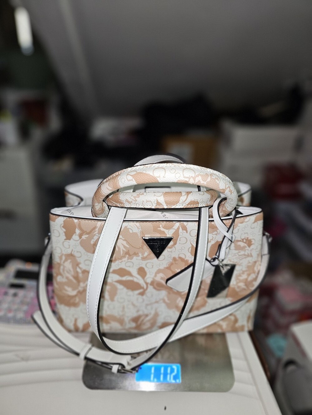 Guess  Satchel Handbag in Peach Floral Print by